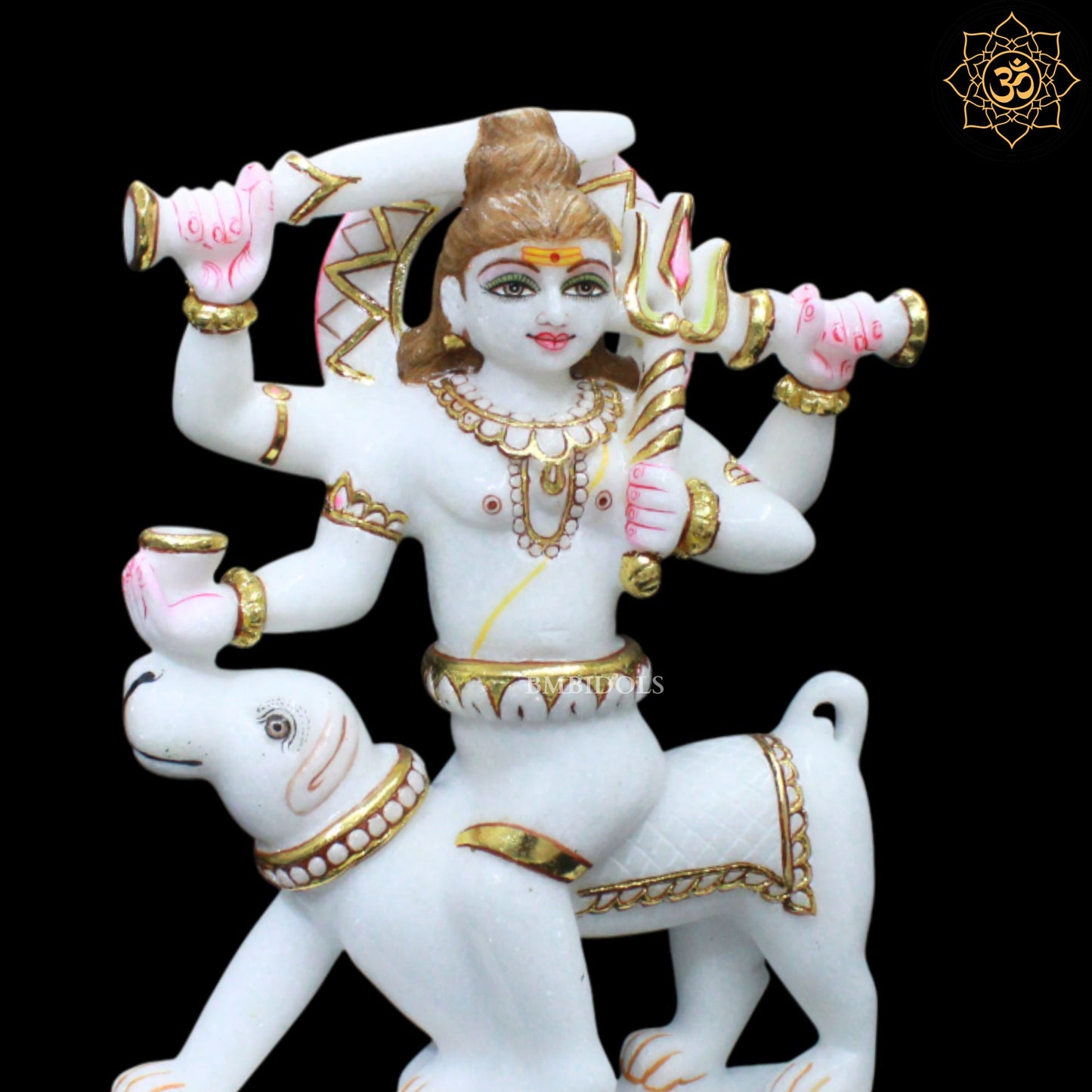 Kal Bhairav Baba Marble Statue for Homes and Temples in 1feet