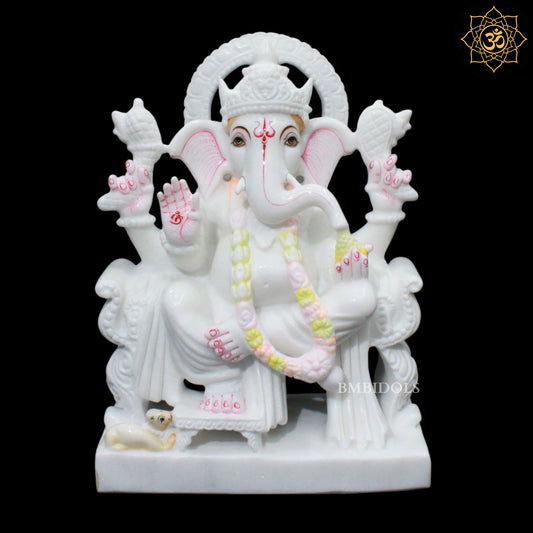 15inch Marble Ganesh Murti for Homes and Temples in Makrana Marble