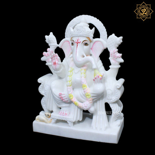 15inch Marble Ganesh Murti for Homes and Temples in Makrana Marble