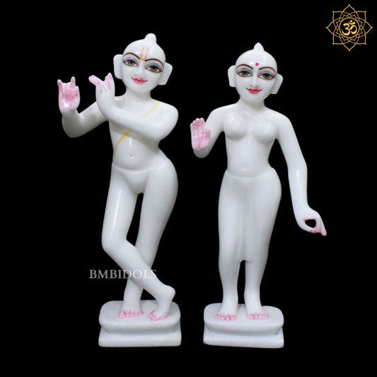15inch Iskcon Radha Krishna Marble Murti in Makrana Marble
