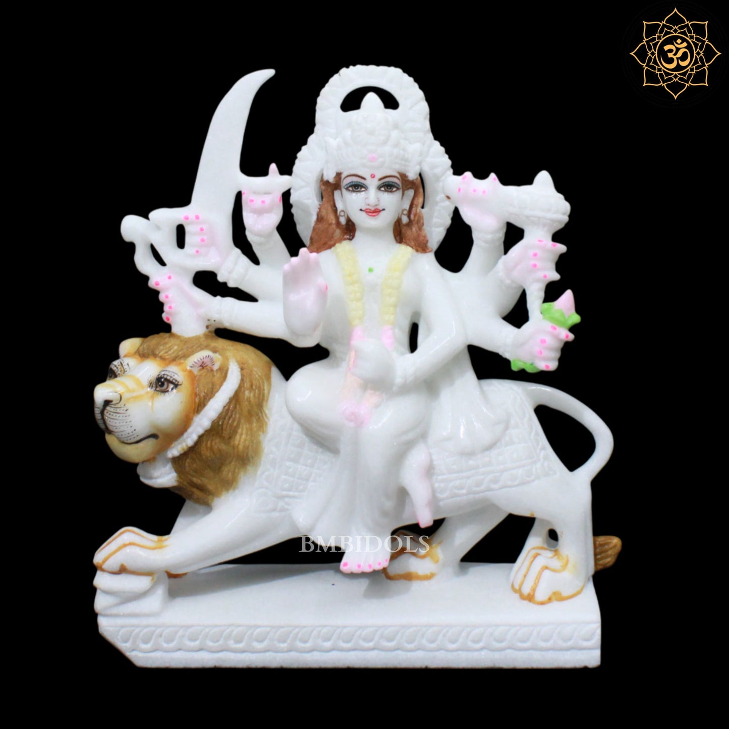 11inch Marble Durga Murti for Ghar Mandirs in Eight Hands