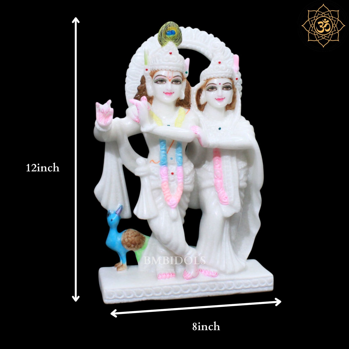 Jugal Radha Krishna Marble Statue for Ghar Mandirs in 1feet
