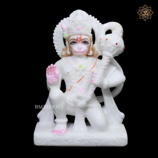 White Marble Hanuman Statue in Makrana Marble in 9inch