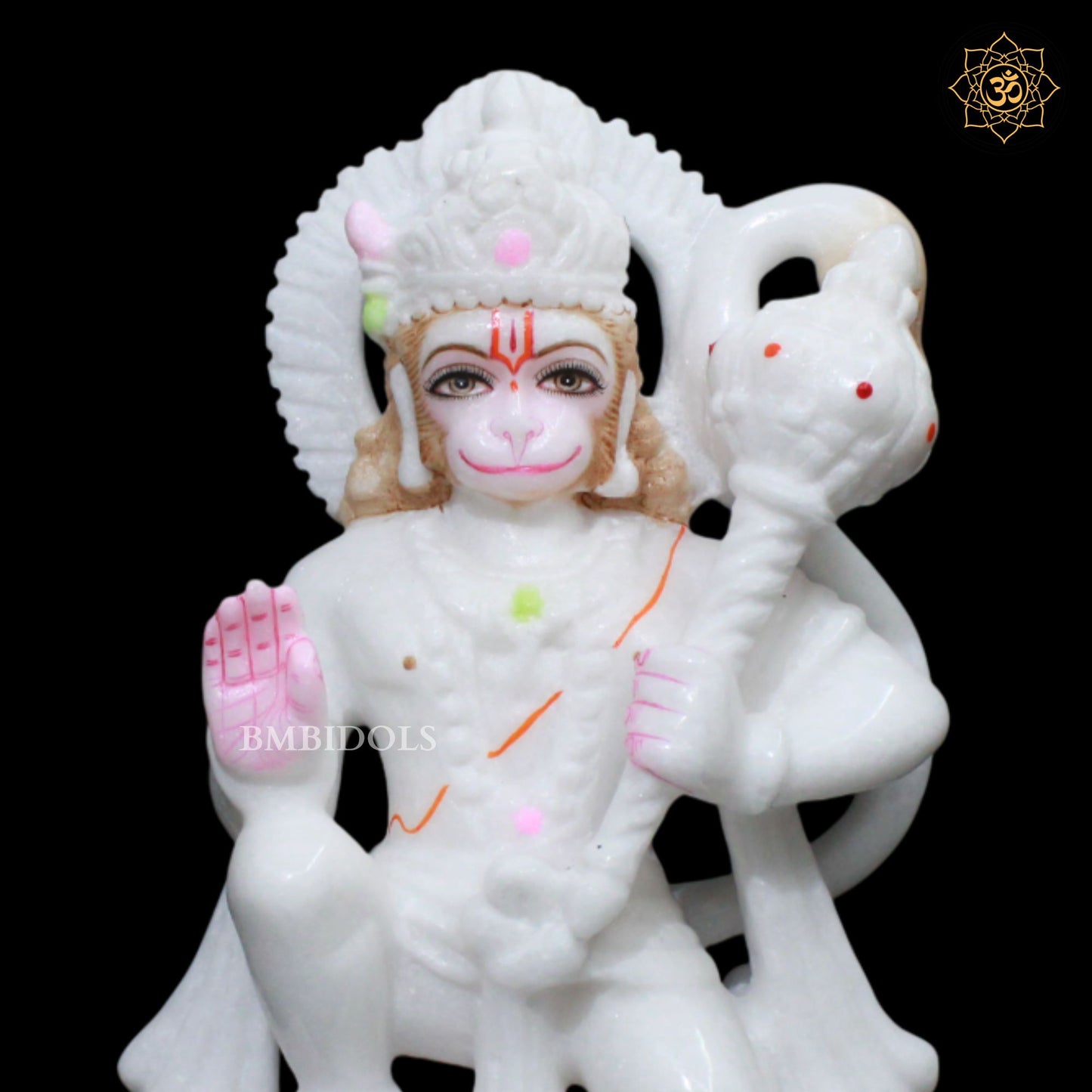 White Marble Hanuman Statue in Makrana Marble in 9inch