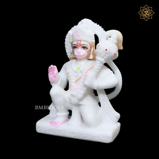 White Marble Hanuman Statue in Makrana Marble in 9inch