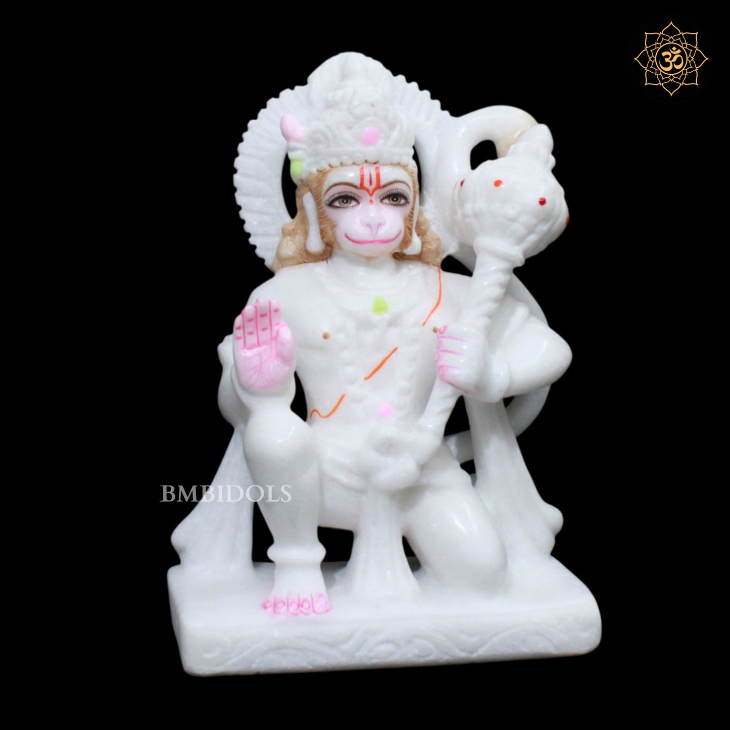 White Marble Hanuman Statue in Makrana Marble in 9inch