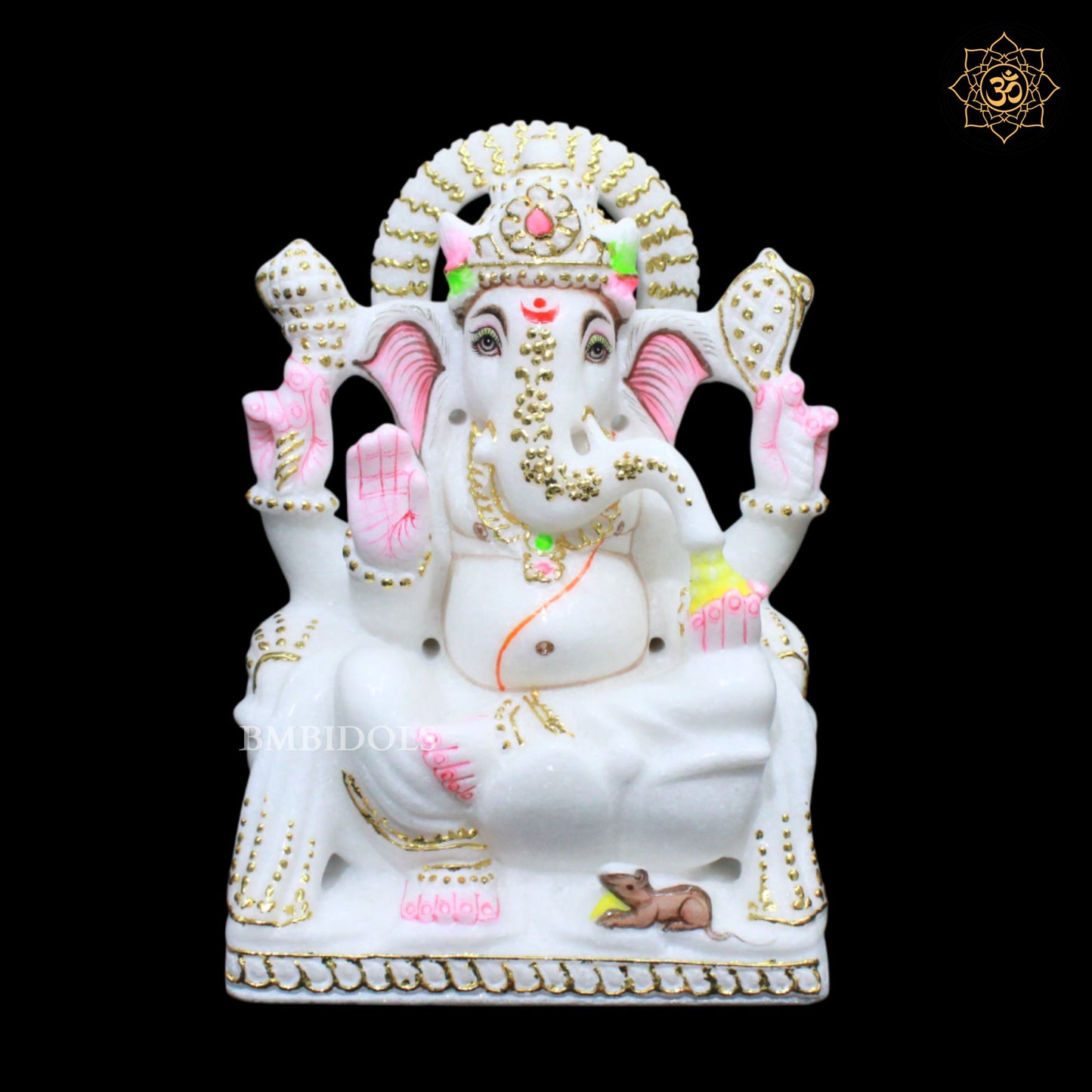 Ganesh Lakshmi Marble Murti in pure White Makrana Marble