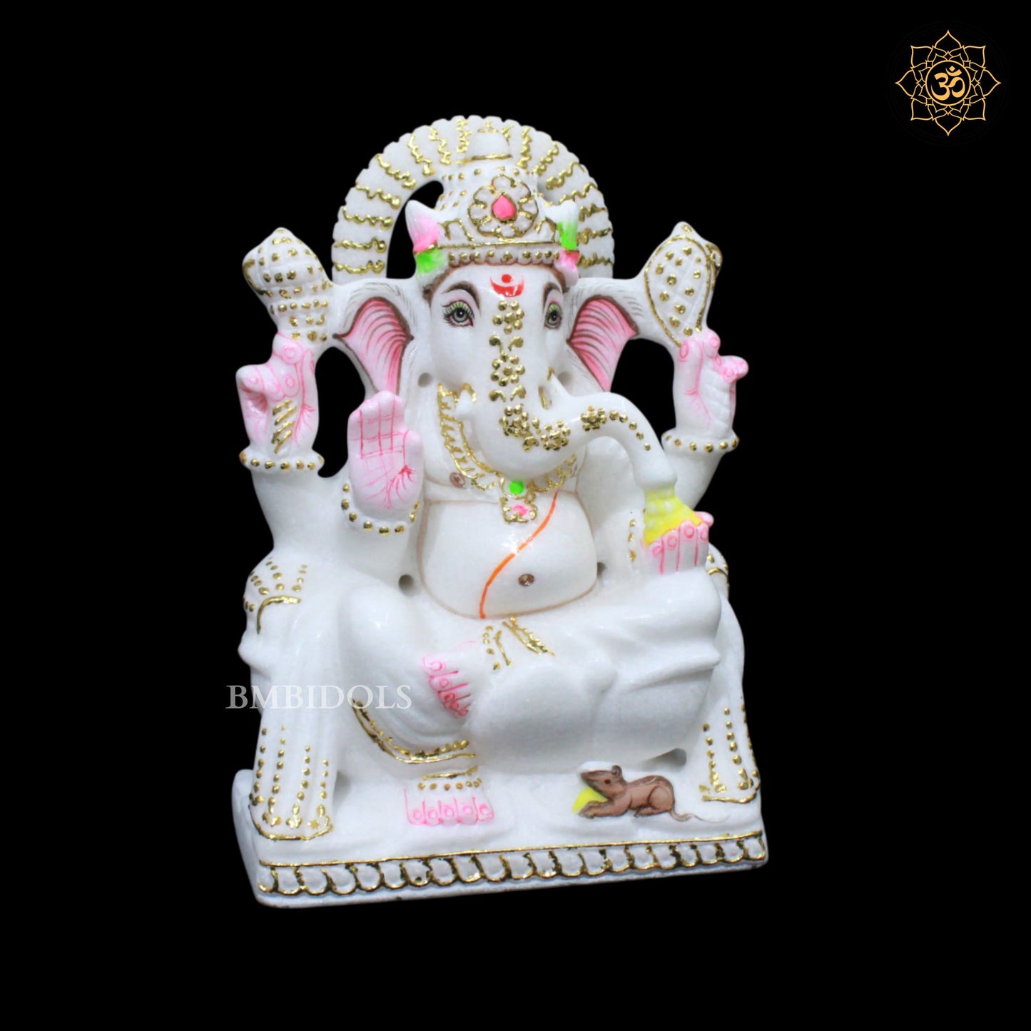 Ganesh Lakshmi Marble Murti in pure White Makrana Marble