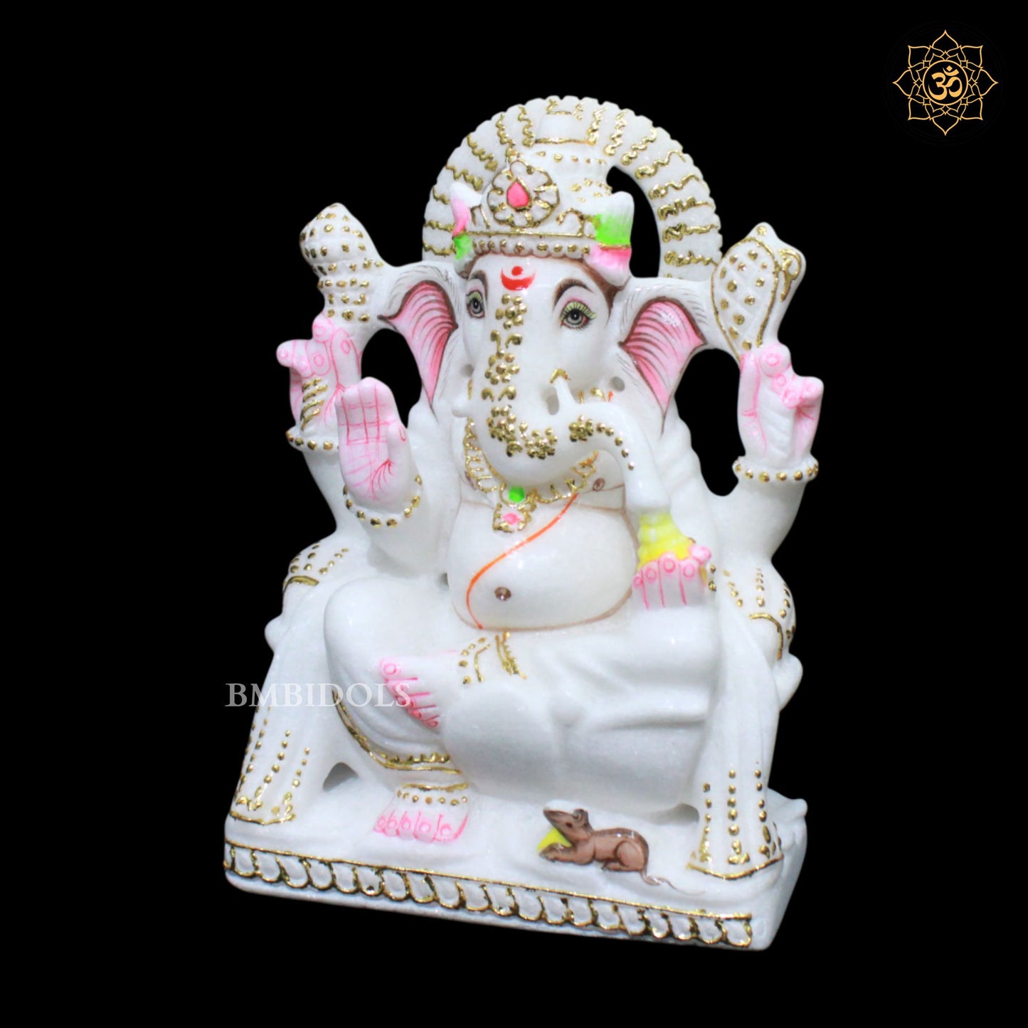 Ganesh Lakshmi Marble Murti in pure White Makrana Marble