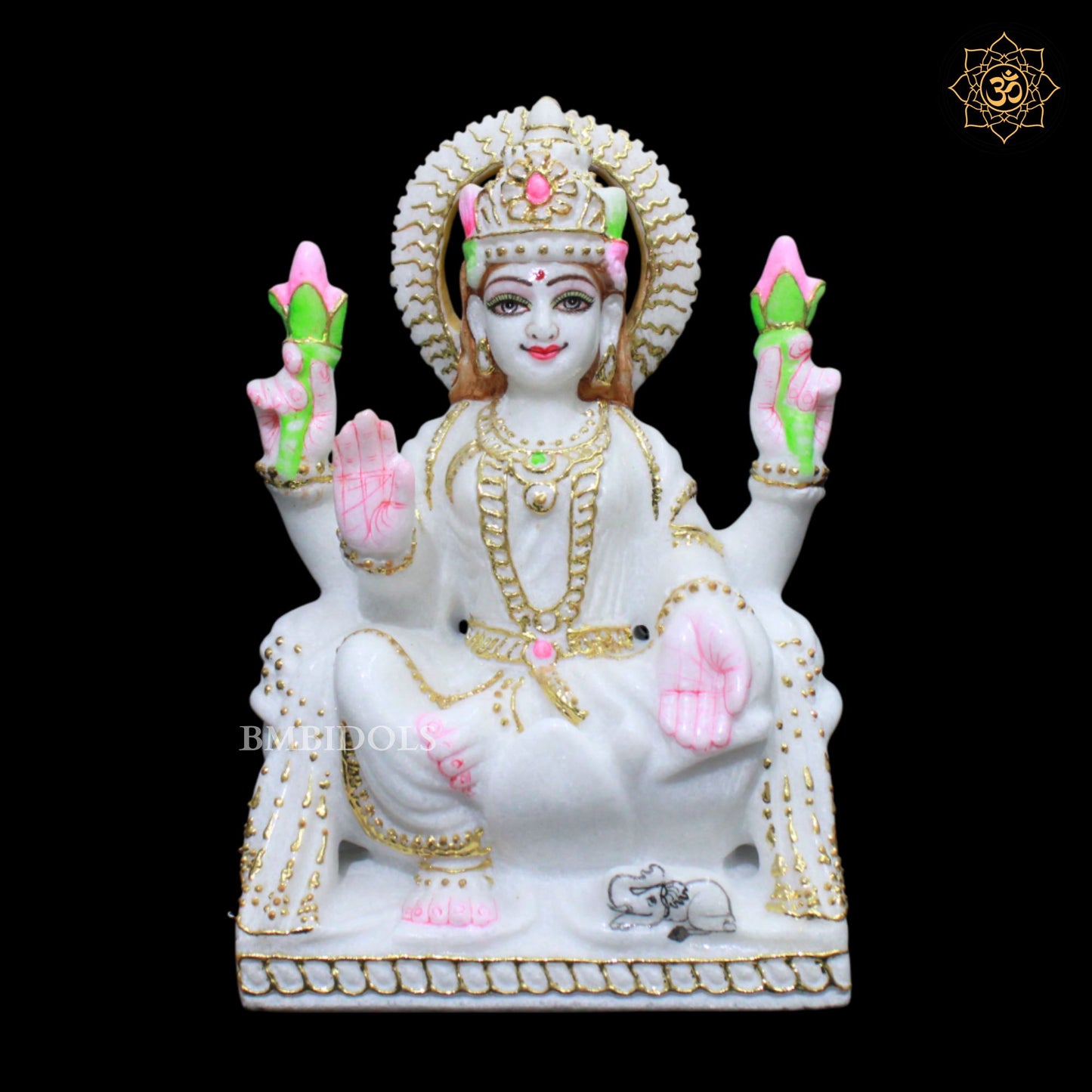 Ganesh Lakshmi Marble Murti in pure White Makrana Marble