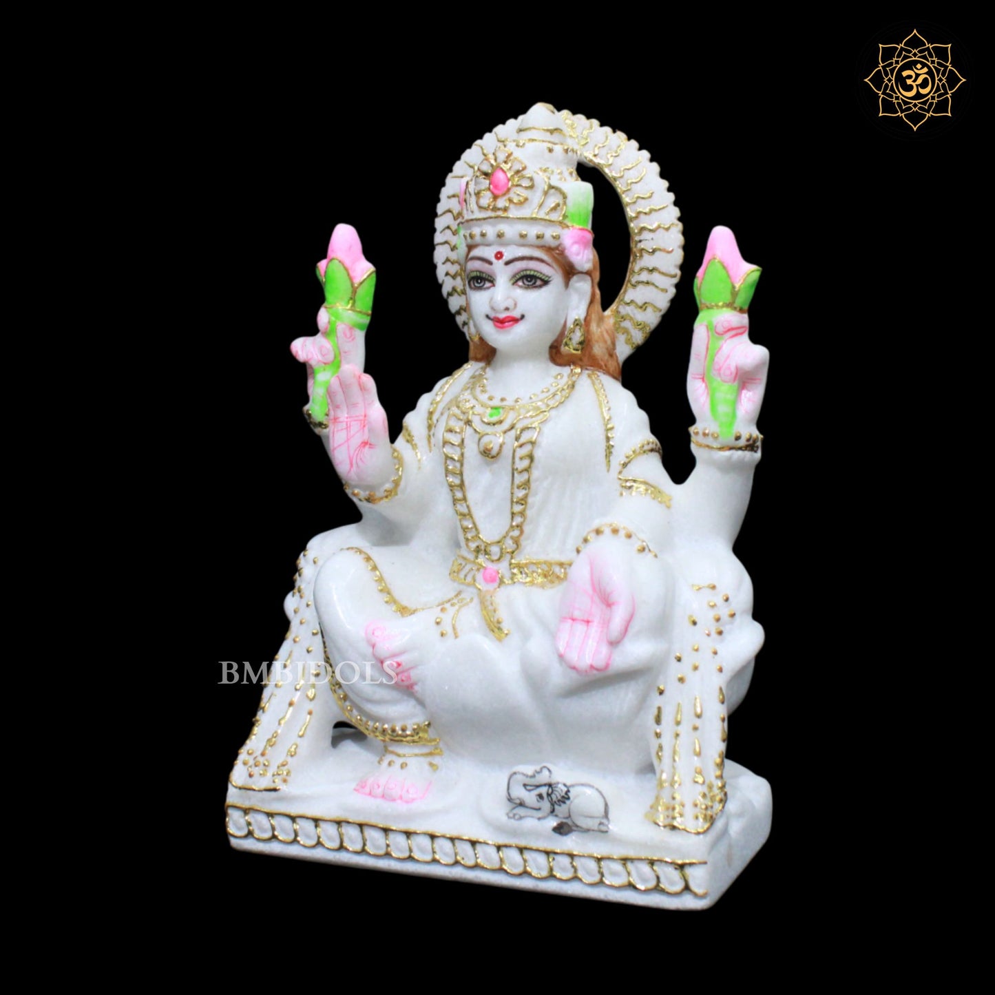 Ganesh Lakshmi Marble Murti in pure White Makrana Marble