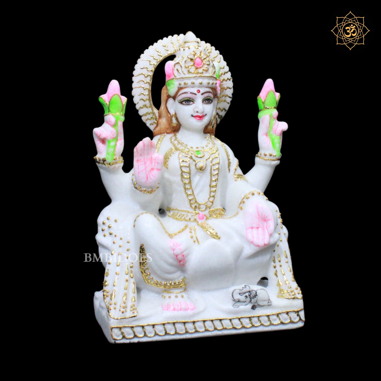 Ganesh Lakshmi Marble Murti in pure White Makrana Marble