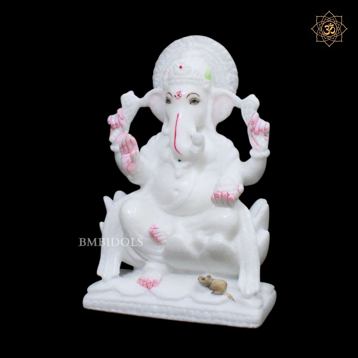 Ganesh Laxmi Marble Murti for Ghar Mandirs in 9inches