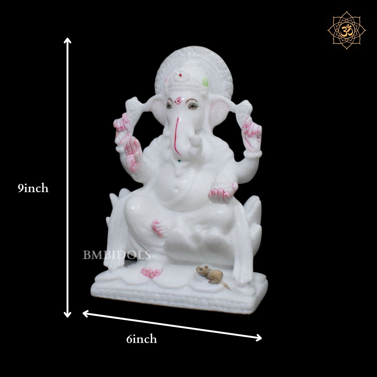 Ganesh Laxmi Marble Murti for Ghar Mandirs in 9inches