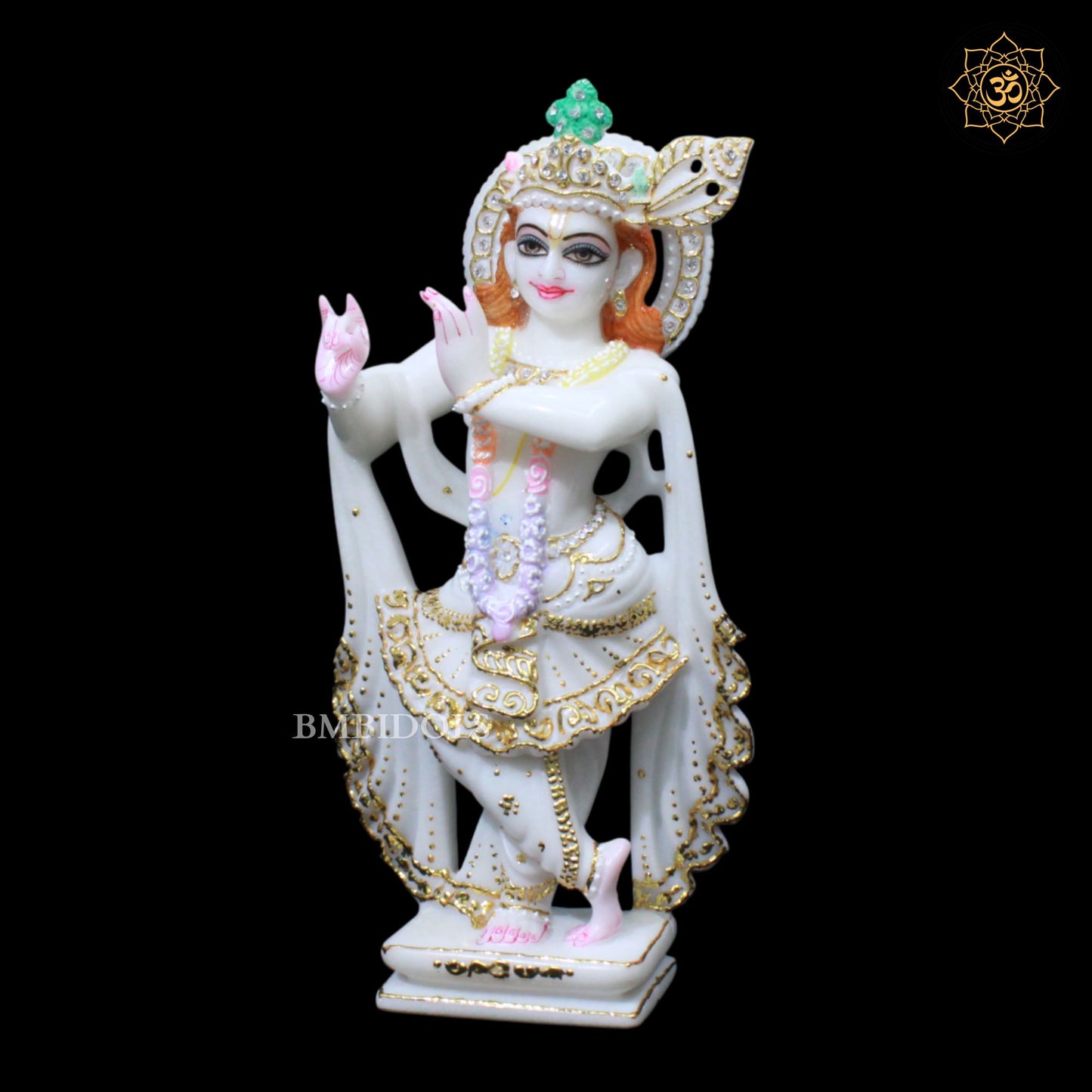 Marble Zari Radha Krishna Statue in 1feet for Ghar Mandirs
