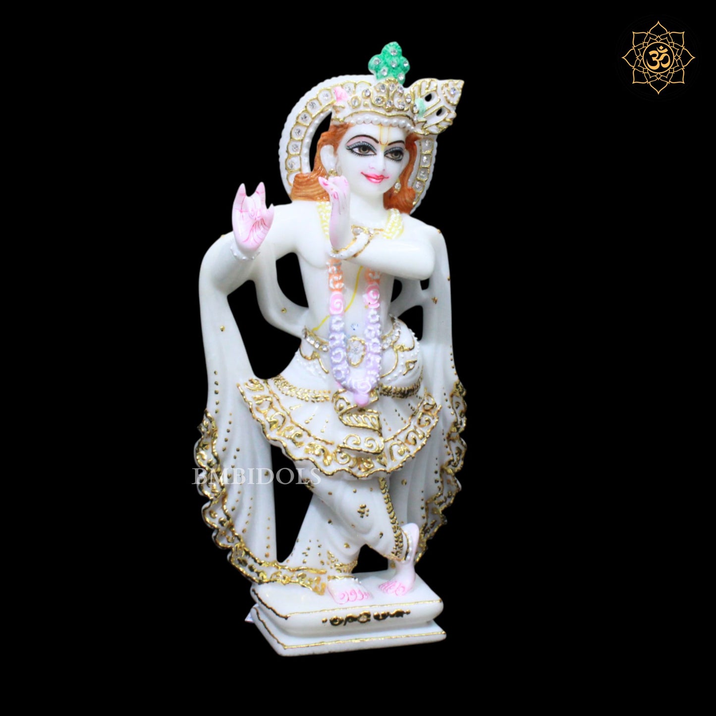 Marble Zari Radha Krishna Statue in 1feet for Ghar Mandirs