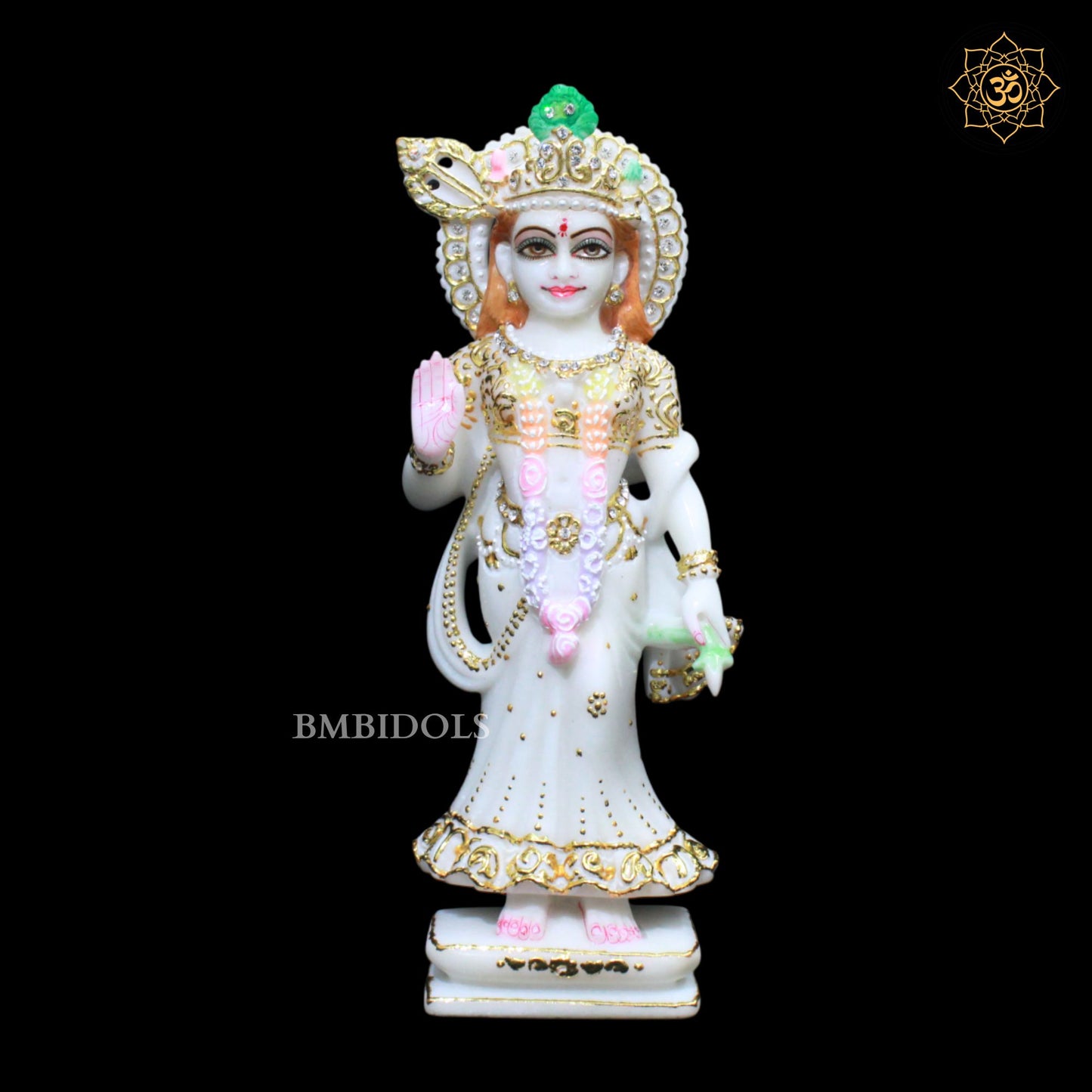 Marble Zari Radha Krishna Statue in 1feet for Ghar Mandirs