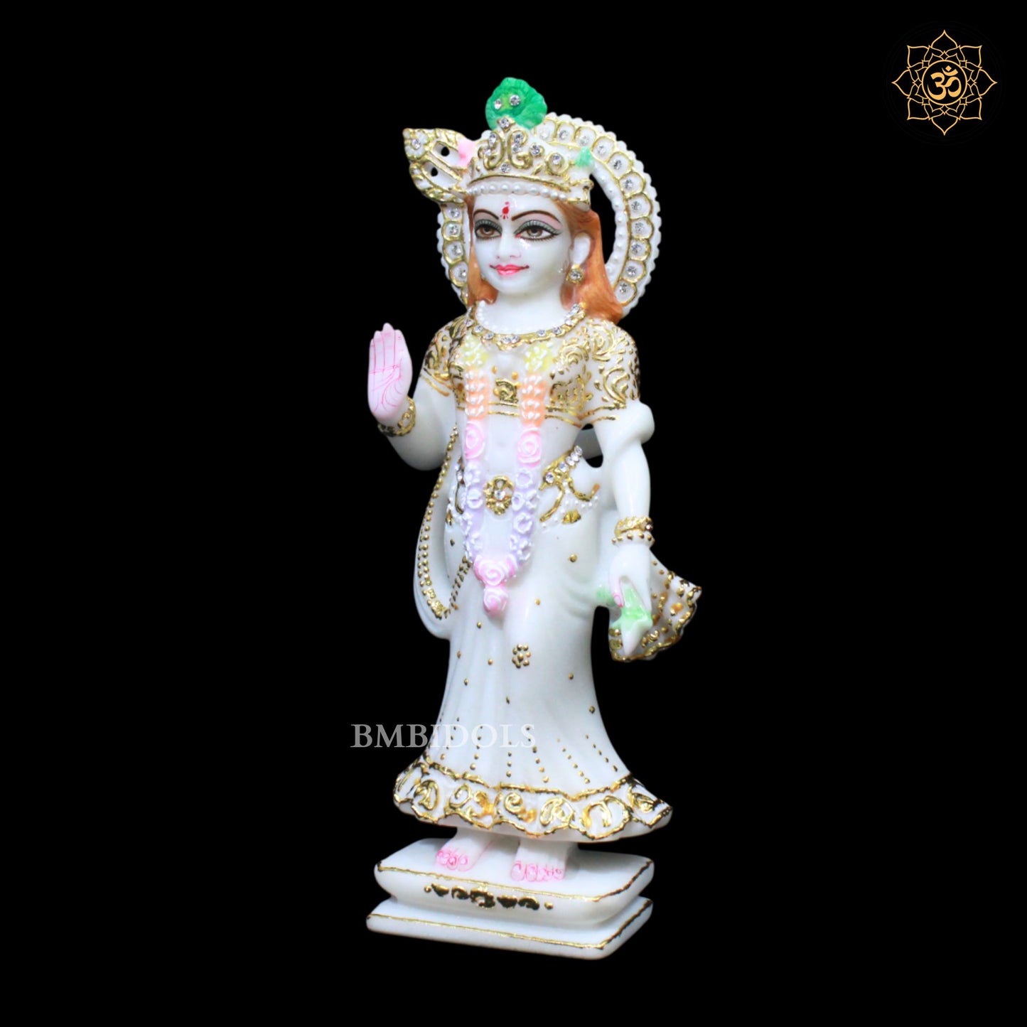 Marble Zari Radha Krishna Statue in 1feet for Ghar Mandirs