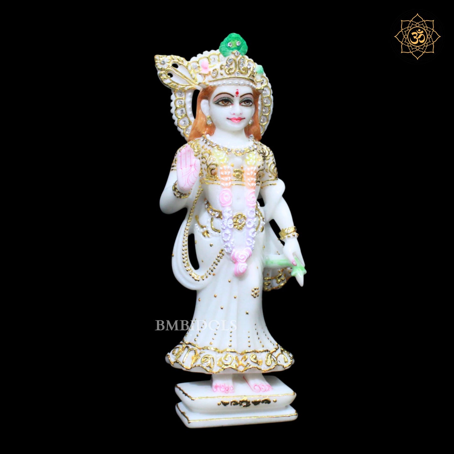 Marble Zari Radha Krishna Statue in 1feet for Ghar Mandirs