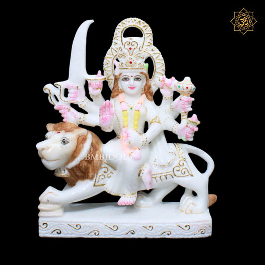 Marble Durga Maa Statue for Ghar Mandirs in 11inches