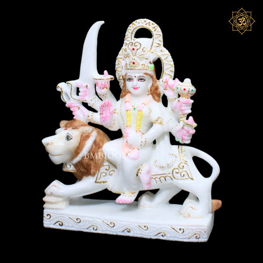 Marble Durga Maa Statue for Ghar Mandirs in 11inches