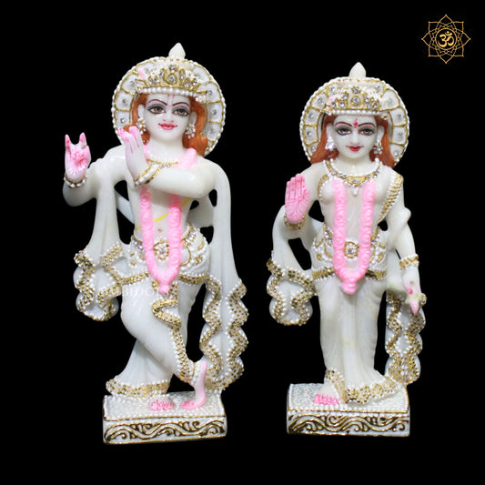 Radha Krishna Marble Murti in 9inches in Makrana Marble