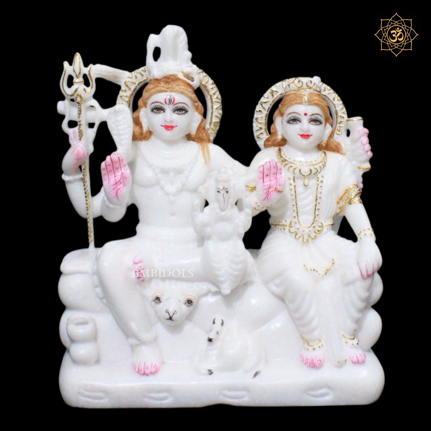 Marble Shiv Parvati with Family
