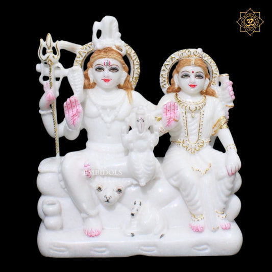 Marble Shiv Parivar Murti in 10inches for Ghar Mandirs