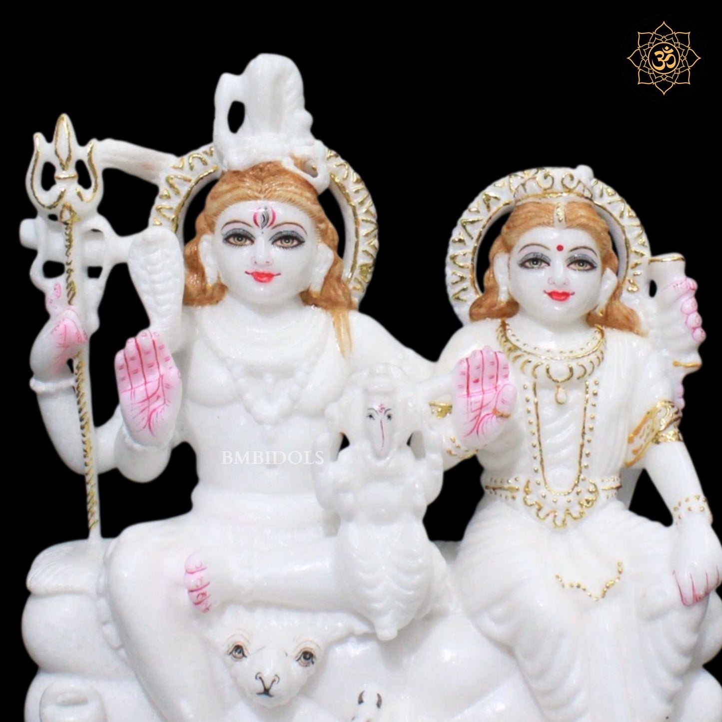 Marble Shiv Parivar Murti in 10inches for Ghar Mandirs