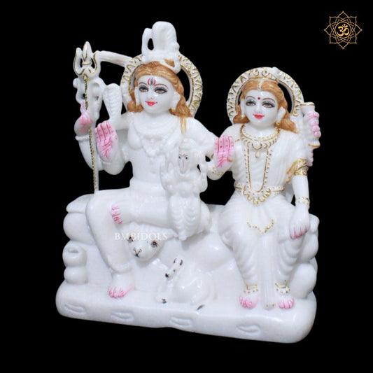 Marble Shiv Parivar Murti in 10inches for Ghar Mandirs