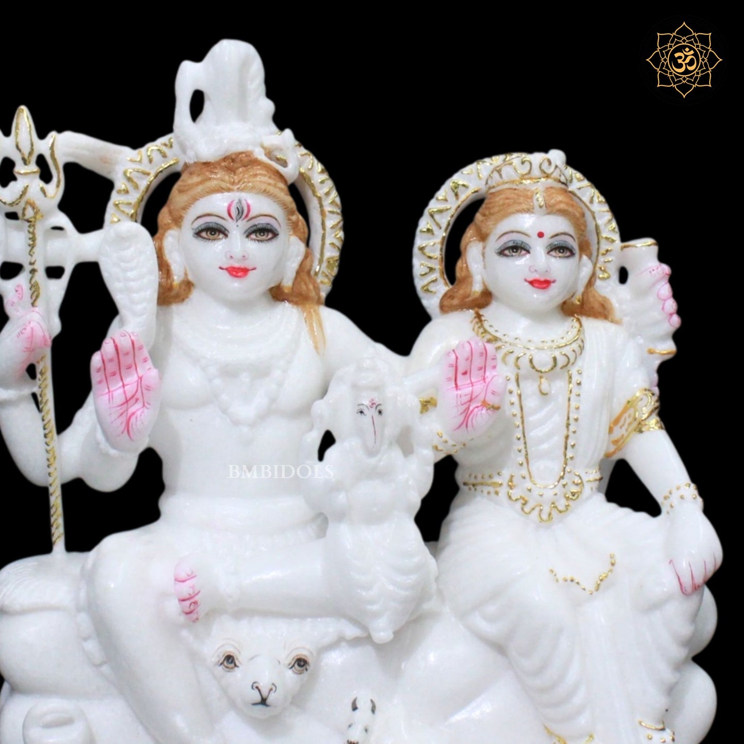 Marble Shiv Parivar Murti in 10inches for Ghar Mandirs