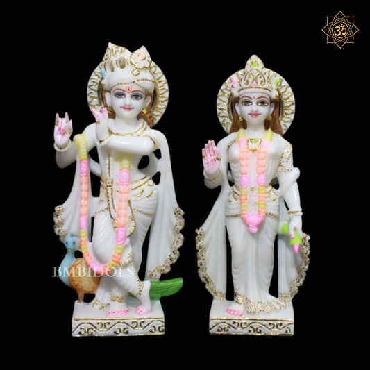 Radha Krishna Marble Murti in 1feet for Ghar Mandirs