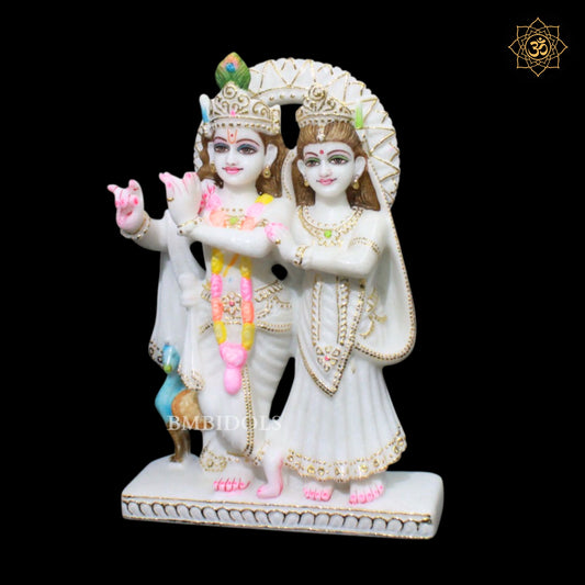 Jugal Radha Krishna Marble Murti in 1feet Makrna Marble