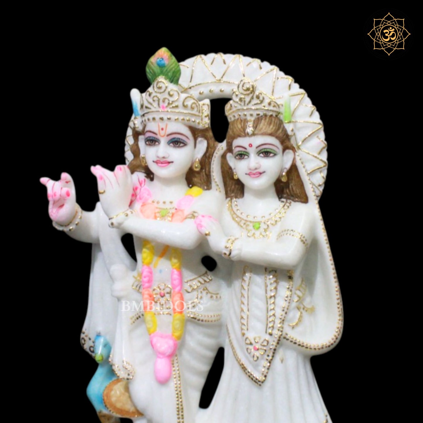 Jugal Radha Krishna Marble Murti in 1feet Makrna Marble