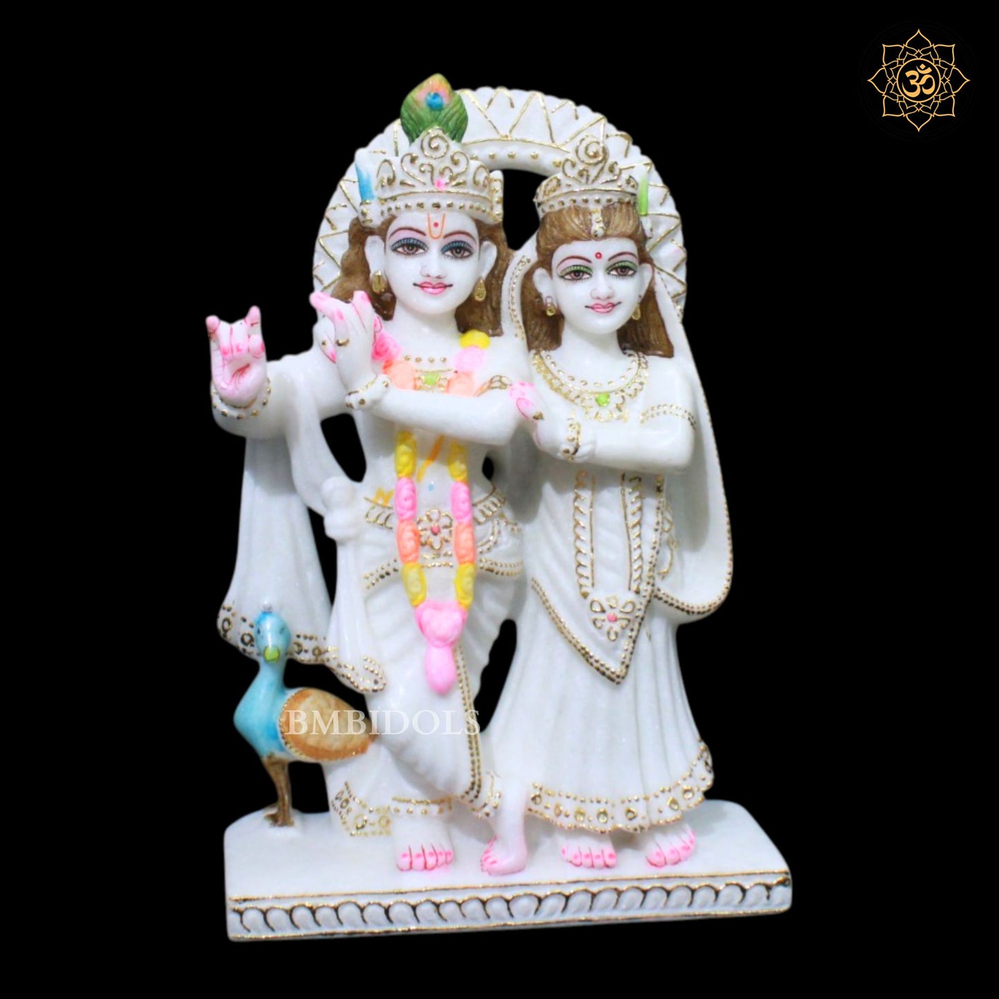 Jugal Radha Krishna Marble Murti in 1feet Makrna Marble