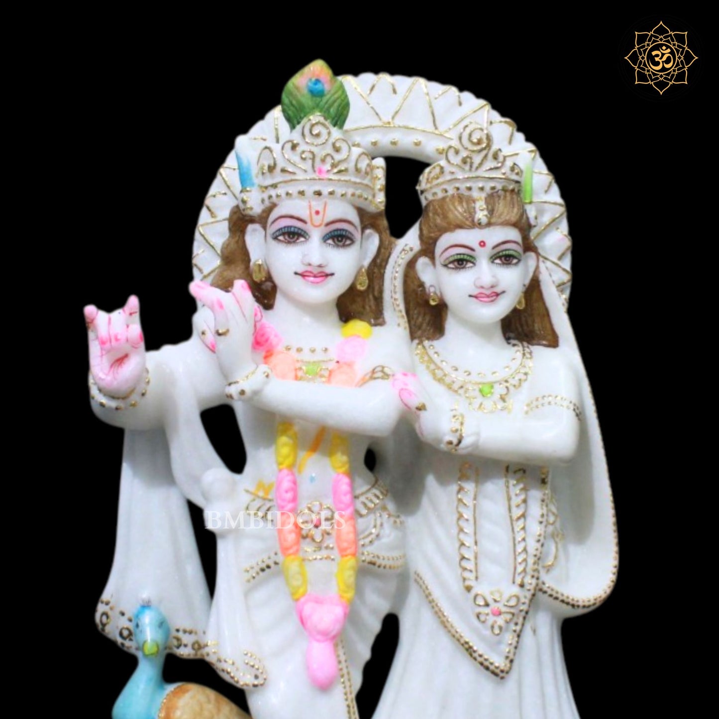 Jugal Radha Krishna Marble Murti in 1feet Makrna Marble
