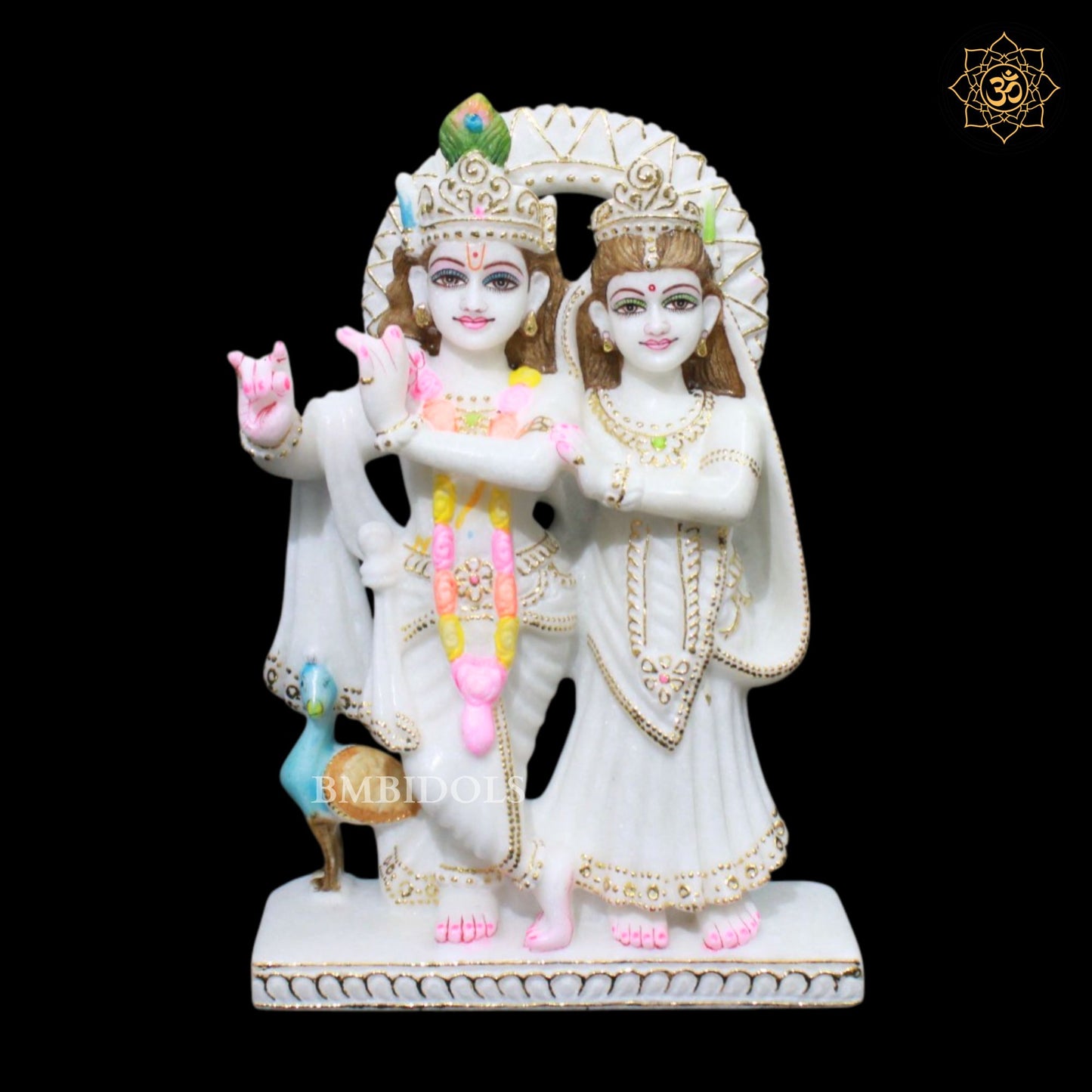 Jugal Radha Krishna Marble Murti in 1feet Makrna Marble