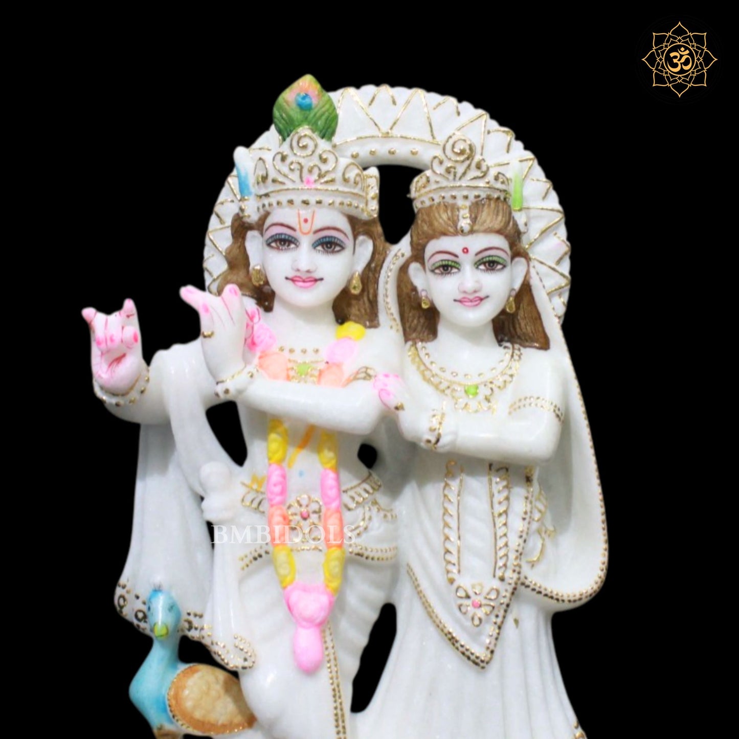 Jugal Radha Krishna Marble Murti in 1feet Makrna Marble