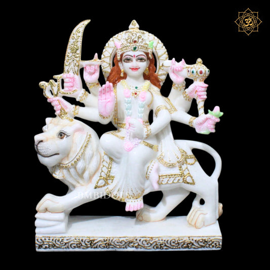 Durga Marble Idol for Homes and Temples in 15inch Makrana Marble