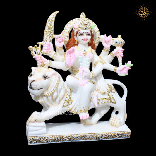Durga Marble Idol for Homes and Temples in 15inch Makrana Marble