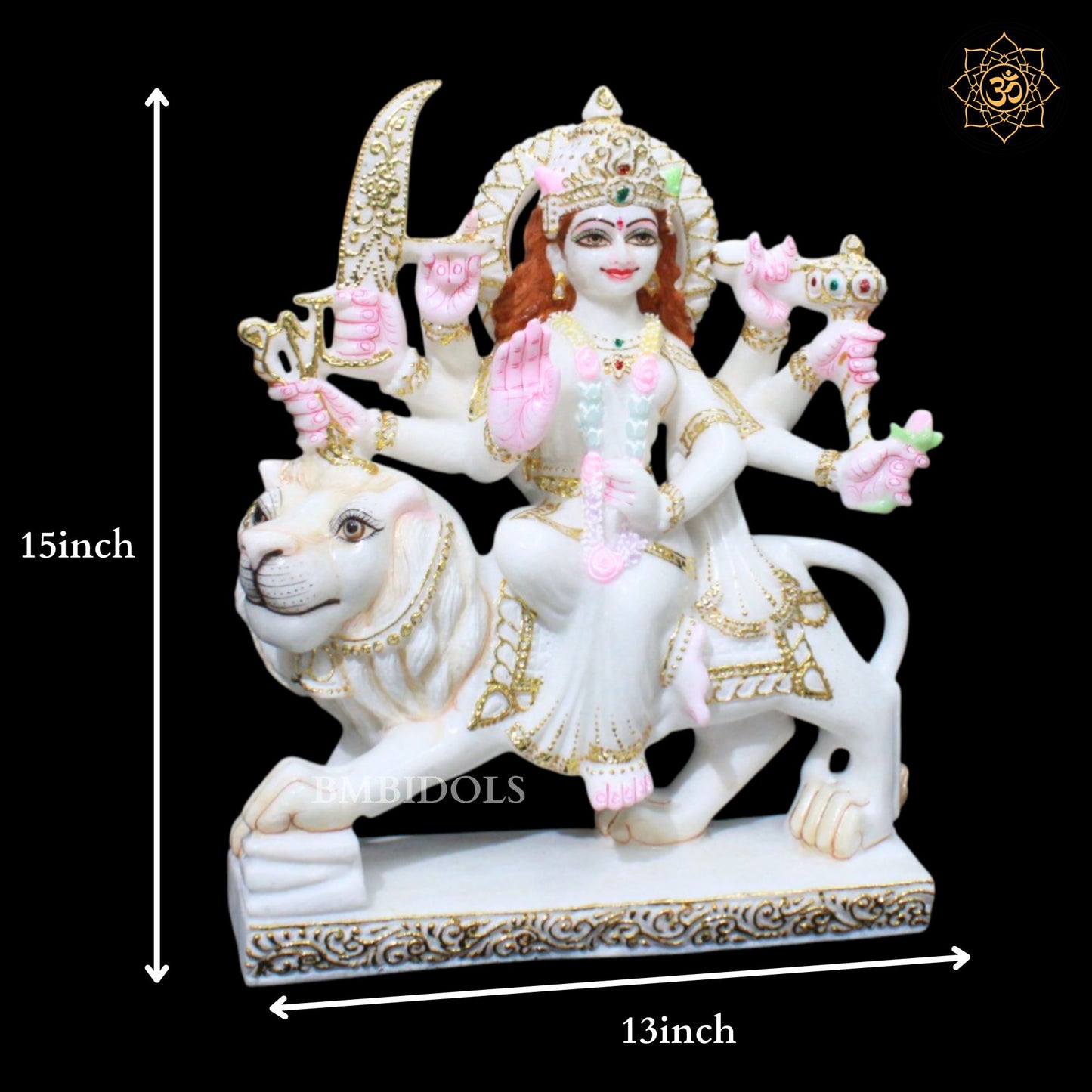 Durga Marble Idol for Homes and Temples in 15inch Makrana Marble
