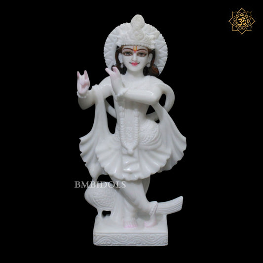 White Marble Radha Krishna Murti for Homes and Temples in 1feet