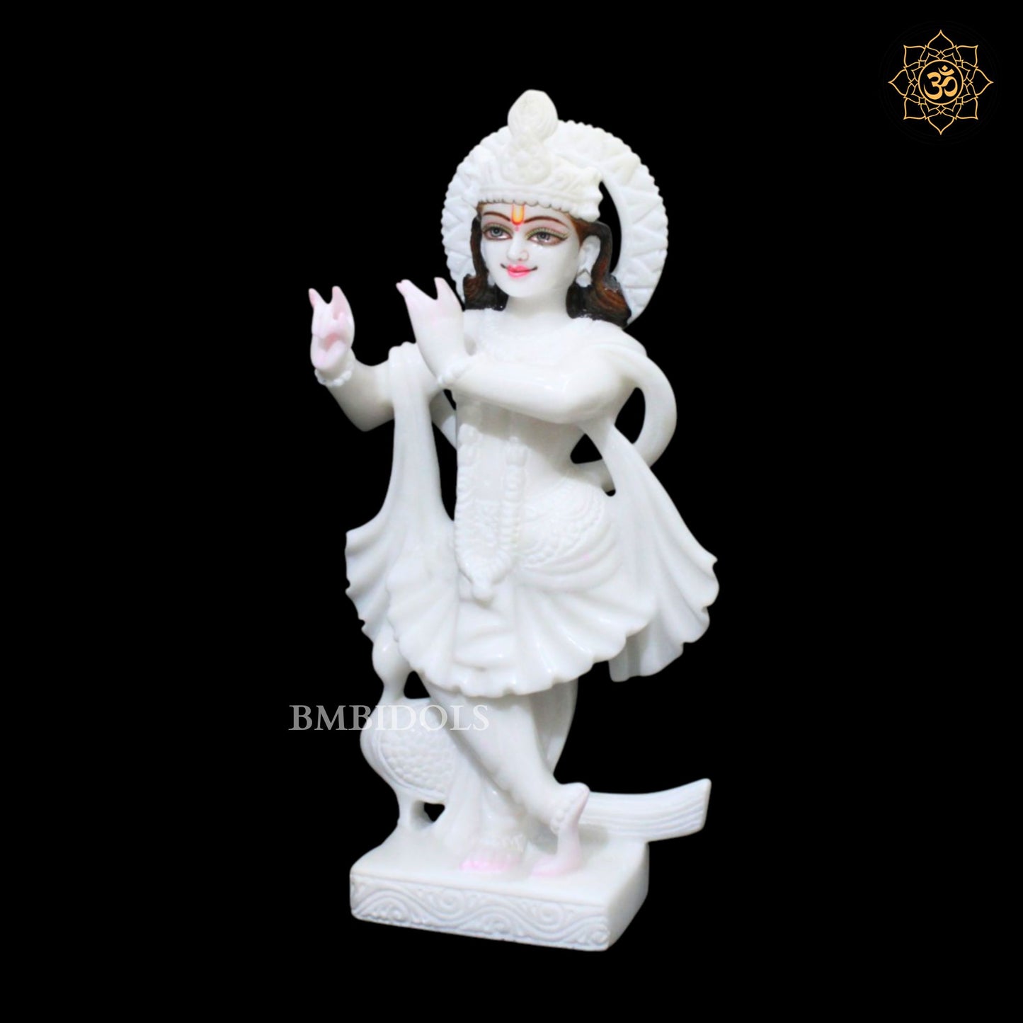 White Marble Radha Krishna Murti for Homes and Temples in 1feet