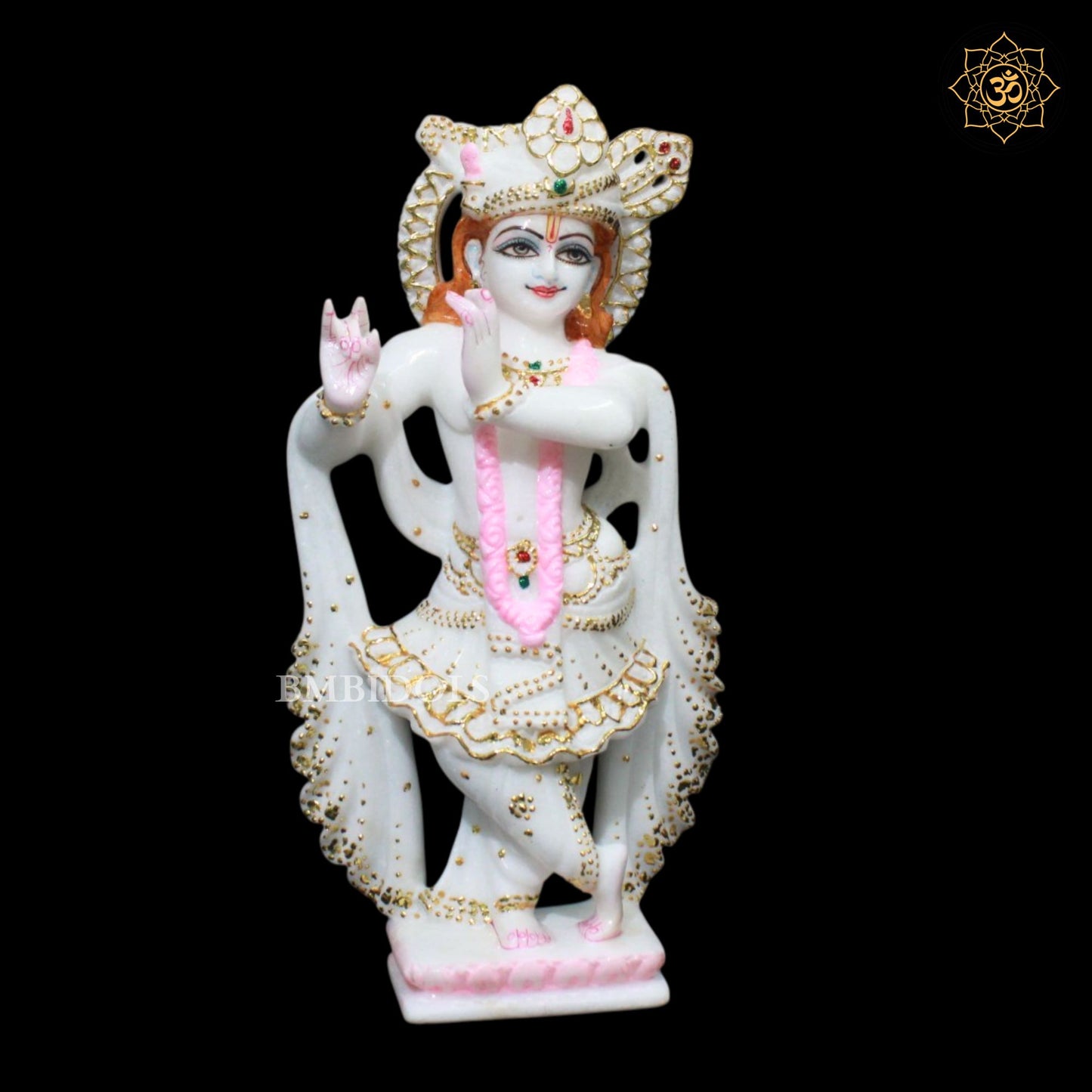 Pagdi Marble Radha Krishna Statue in 12inches in White Marble