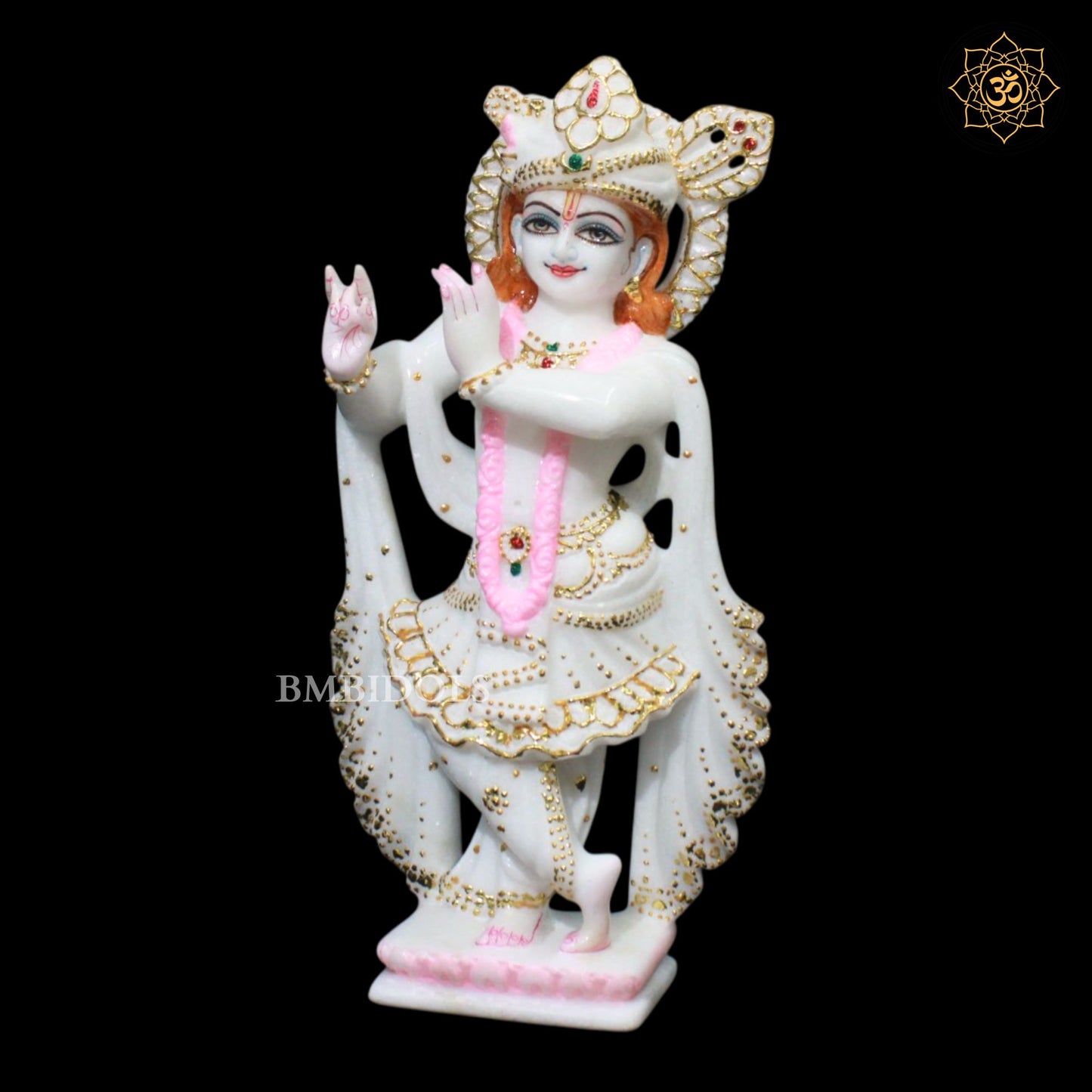 Pagdi Marble Radha Krishna Statue in 12inches in White Marble