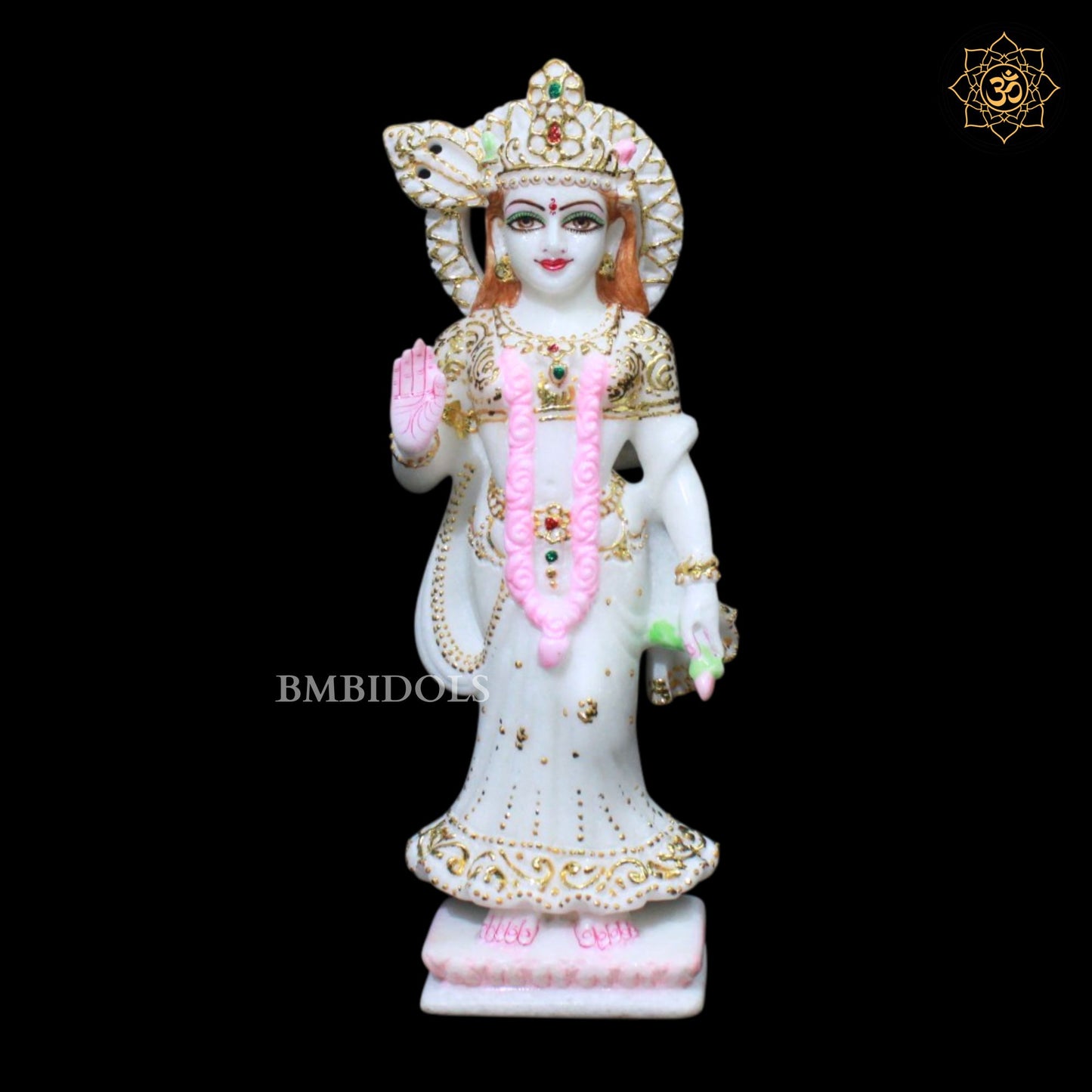 Pagdi Marble Radha Krishna Statue in 12inches in White Marble