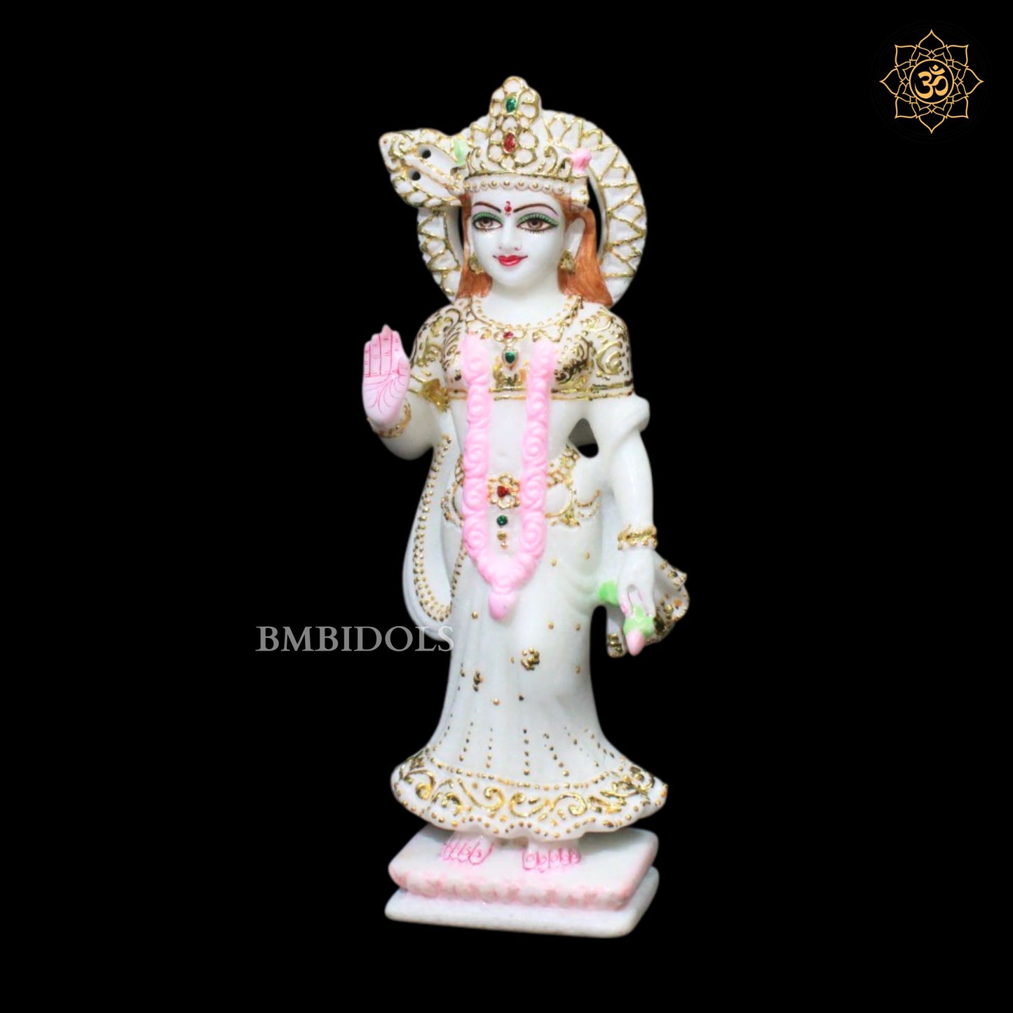 Pagdi Marble Radha Krishna Statue in 12inches in White Marble