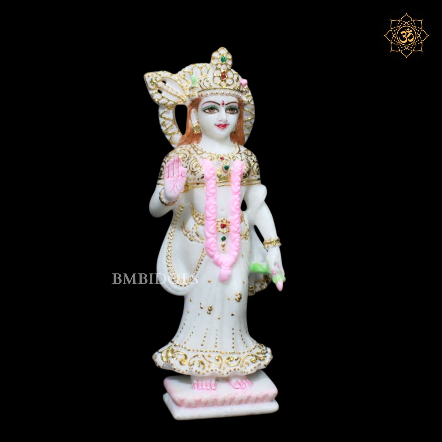 Pagdi Marble Radha Krishna Statue in 12inches in White Marble