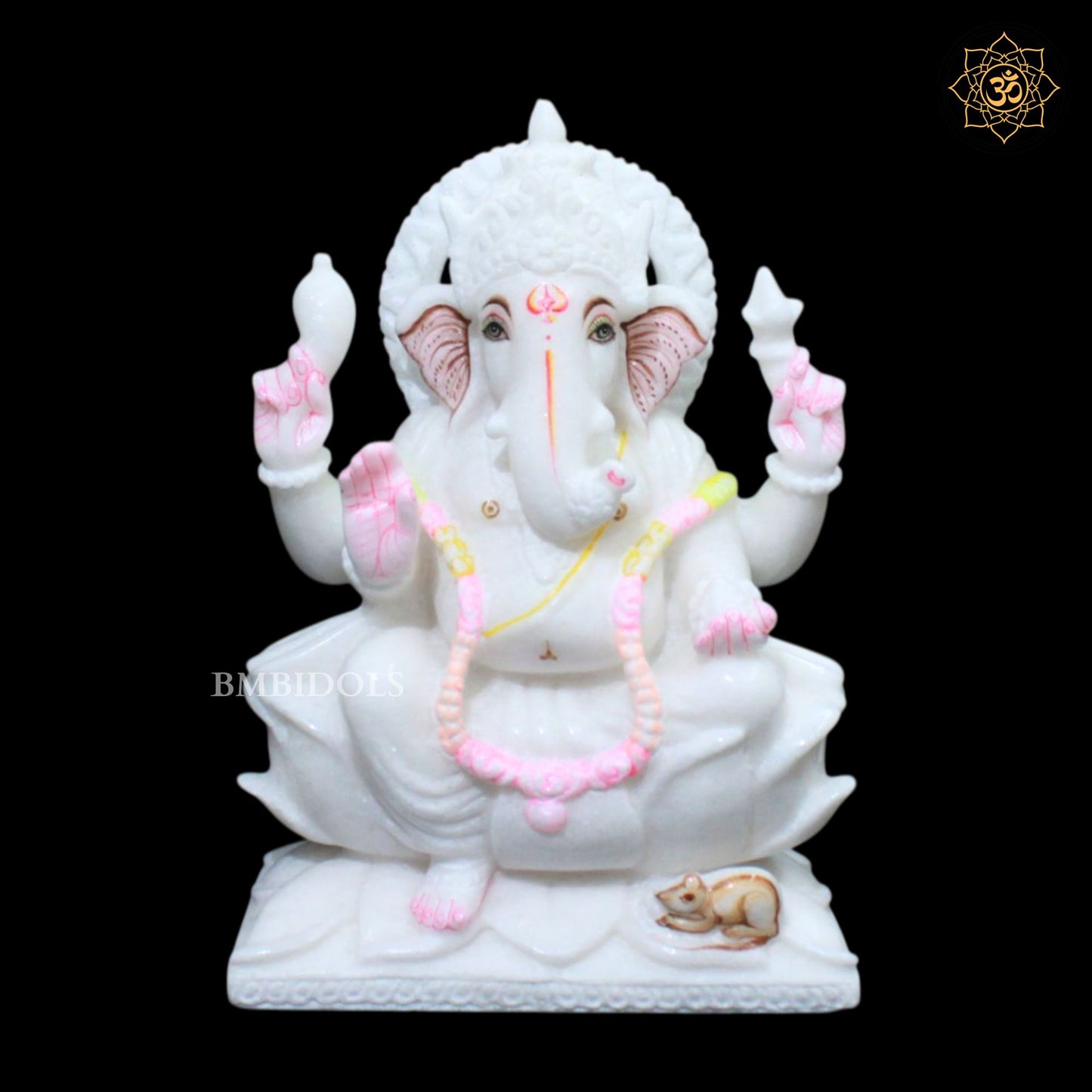 White Ganesh Lakshmi Marble Murti for Home Mandirs in 10inch