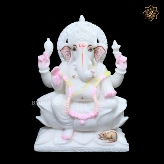 White Ganesh Lakshmi Marble Murti for Home Mandirs in 10inch